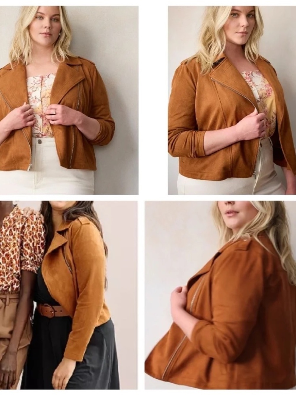 Lauren Conrad Brown Faux-Suede Moto Jacket